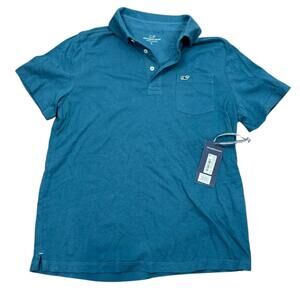Vineyard Vines‎ Boys CLEAN SLUB JERSEY POLO MALLARD BLUE SIZE L